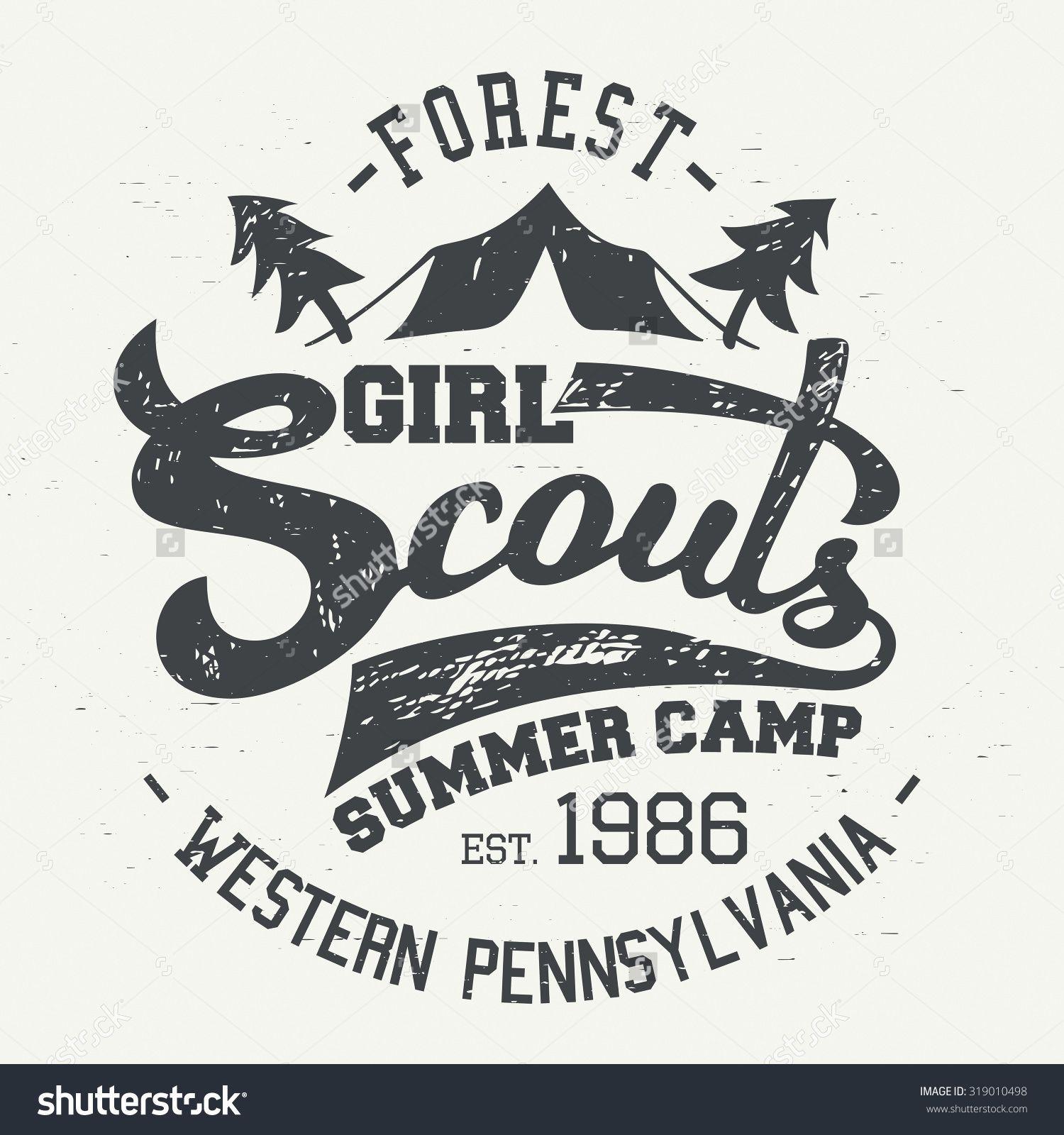 Girl Scout Camp Logo - Girl Scouts summer camp. Typographic design for t-shirt and labels ...