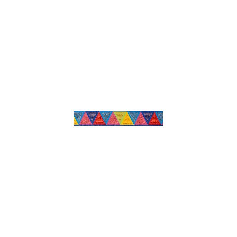 Red Blue Yellow Ribbon Logo - Ribbon O Bailloeul Triangles Red Blue Yellow 22mm