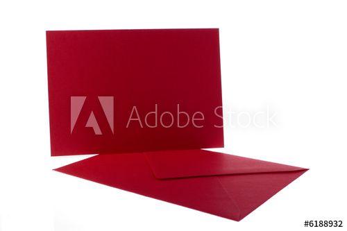 White and Red Envelope Logo - Red envelope and card on white background this