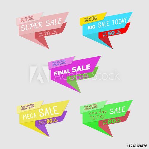 Red Blue Yellow Ribbon Logo - Green, yellow, red, blue, violet discount price signs on white ...