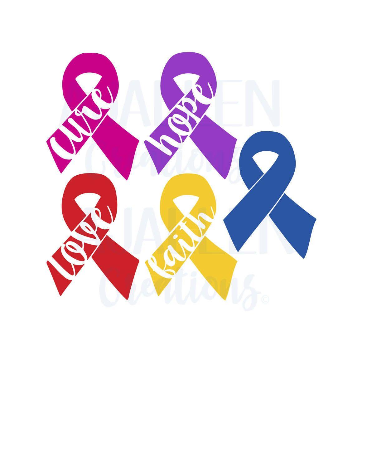 Red Blue Yellow Ribbon Logo - Awareness Ribbon Decal. Breast Cancer. Red Ribbon. Child. Blue