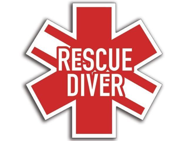 Red Diving Logo - 4x4 Inch Rescue Diver Star of Life Shaped Sticker -decal Logo Diving ...