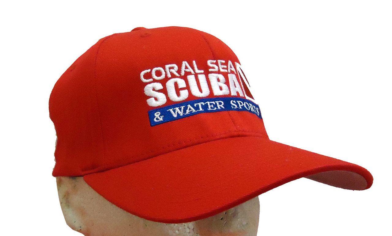 Red Diving Logo - Coral Sea Scuba Logo Diving Dive Hat Diver Cap Flag Red Sea