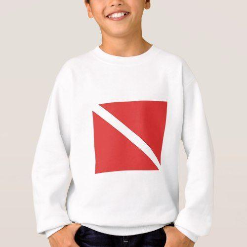 Red Diving Logo - Scuba Diving Logo- Diver's Red White Flag Sweatshirt | White flag
