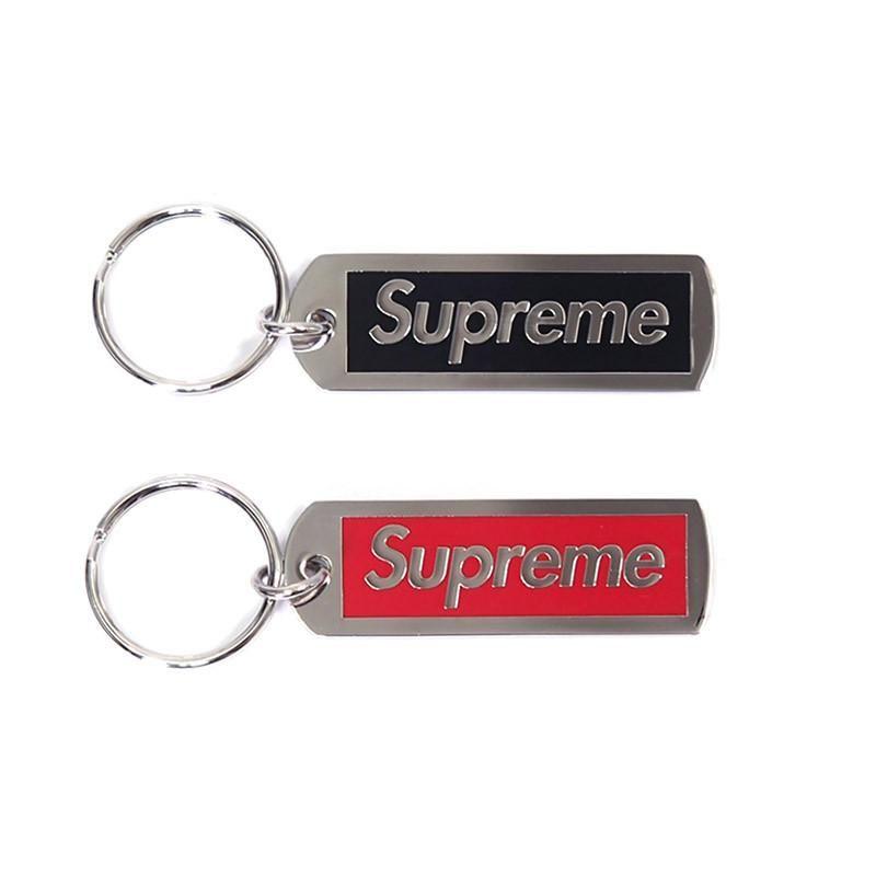 Metal Supreme Logo - Supreme Logo Metal Tag Keychain (Red/Black) – Superbored Clothing Ltd.