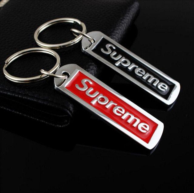 Metal Supreme Logo - DHL FREE shipping 100pcs/lot Alloy Metal Steel Supreme Keychains TAG ...