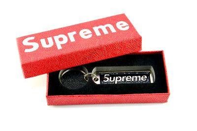 Metal Supreme Logo - BRAND NEW SUPREME BLACK Box Logo Metal Pendant Keychain Key Ring New ...