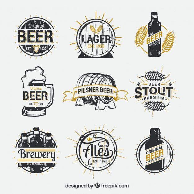 Hand Beer Logo - Hand drawn beer logo collection Vector