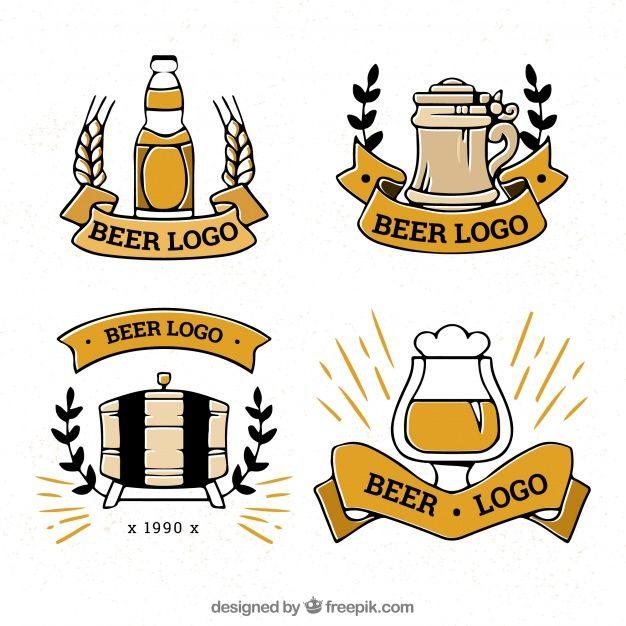 Hand Beer Logo - Hand drawn beer logo collection Vector