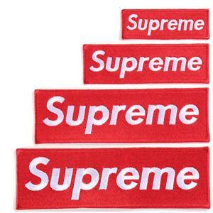 Supreme Clothing Logo - 2PCS Red Supreme Clothing on Embroidered Patch DIY LOGO