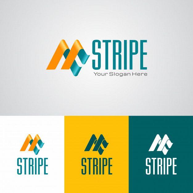 Yellow Stripe Logo - Yellow and teal stripe logo design template Vector | Premium Download
