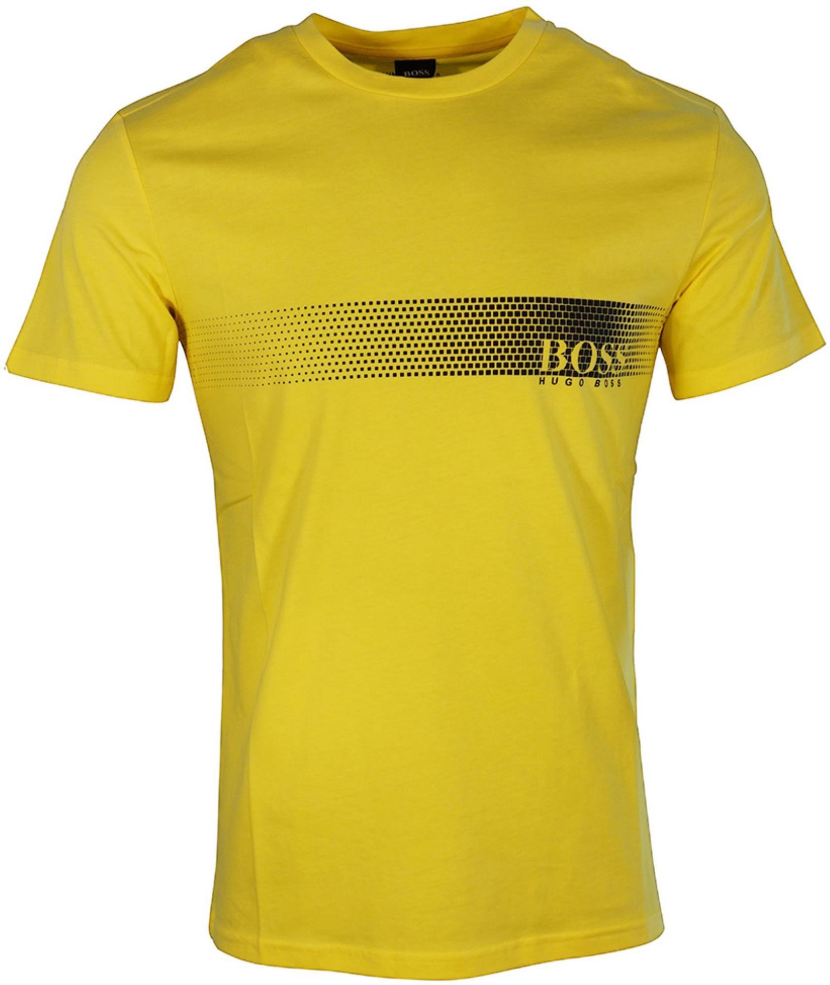 Yellow Stripe Logo - Hugo Boss T Shirt Spot Stripe Logo Print