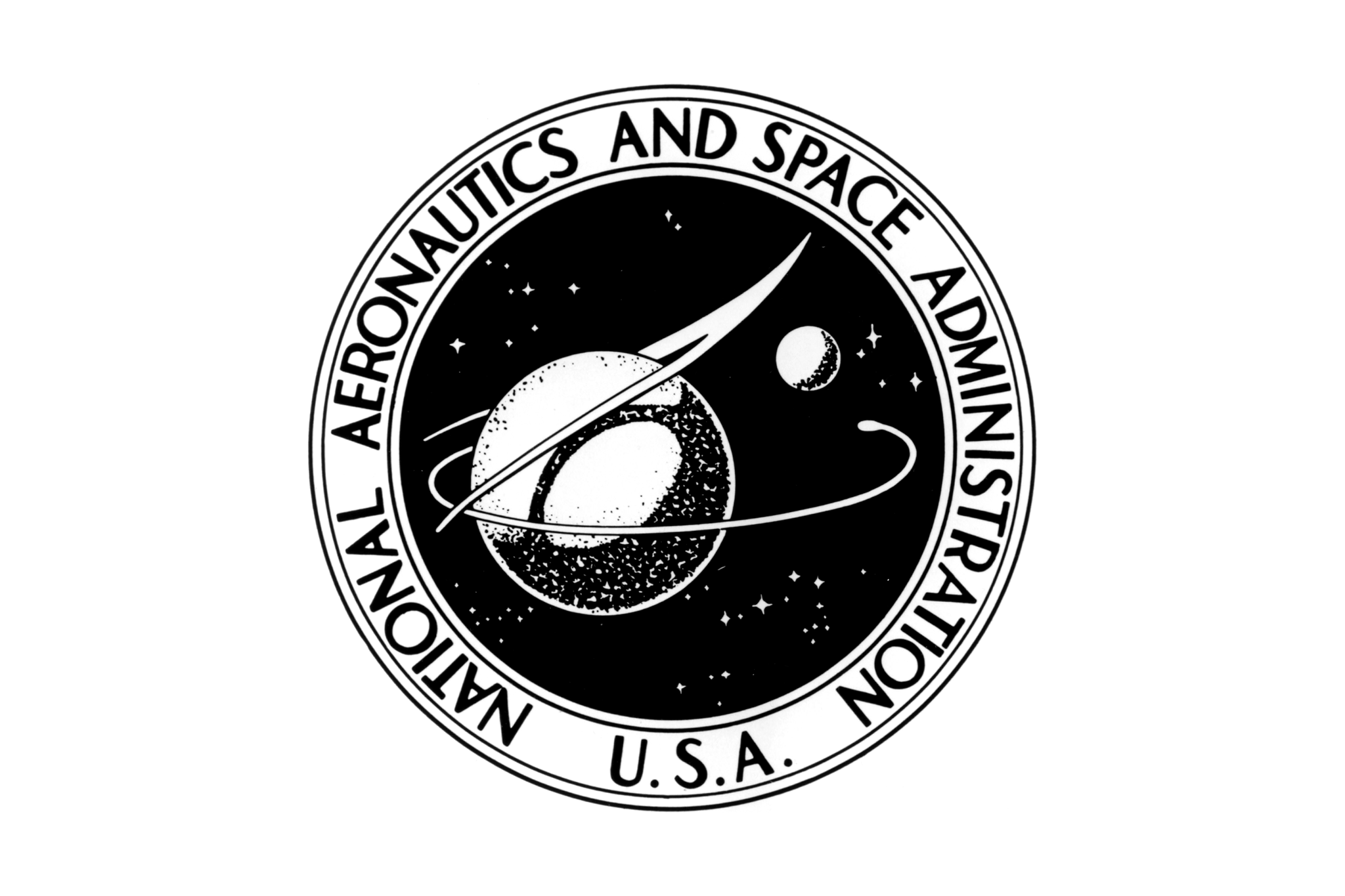 NASA First Logo - NASA's first emblem, created by the firm Danne & Blackburn. Black ...