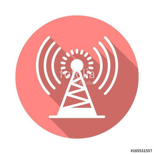 Radio Signal Logo - Antenna tower flat icon. Round colorful button, Radio signal ...