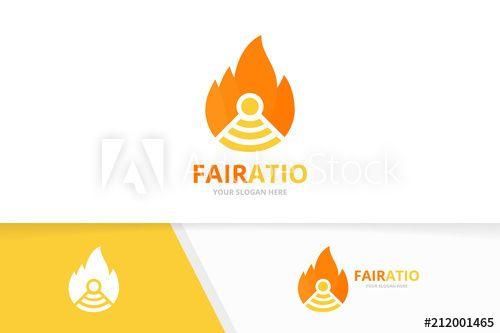 Radio Signal Logo - Vector fire and wifi logo combination. Flame and signal symbol or ...