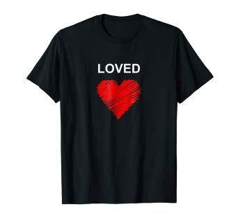 Red Jagged Logo - Loved Red Jagged Heart Dark Color T Shirt: Clothing