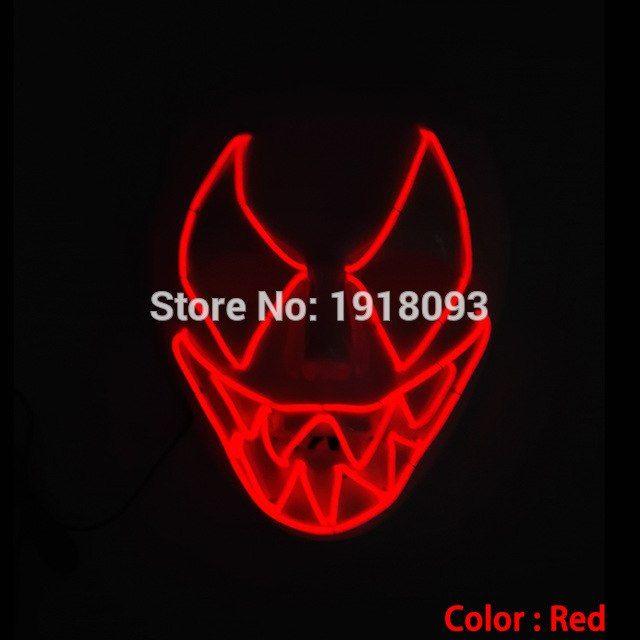 Red Jagged Logo - Newstyle Red EL Wire Jagged Mask Carnival Terror Mask Glowing Festival LED Holiday Lighting Glowing Party Decor In Holiday Lighting From Lights &