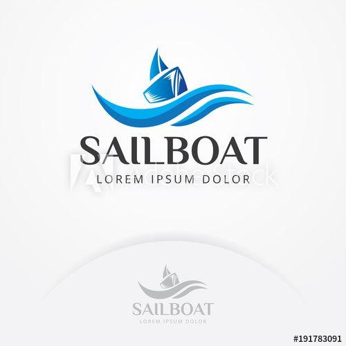 Sailboat Graphic Logo - Sailboat logo design. Design of Sailing and Yacht icons on waves