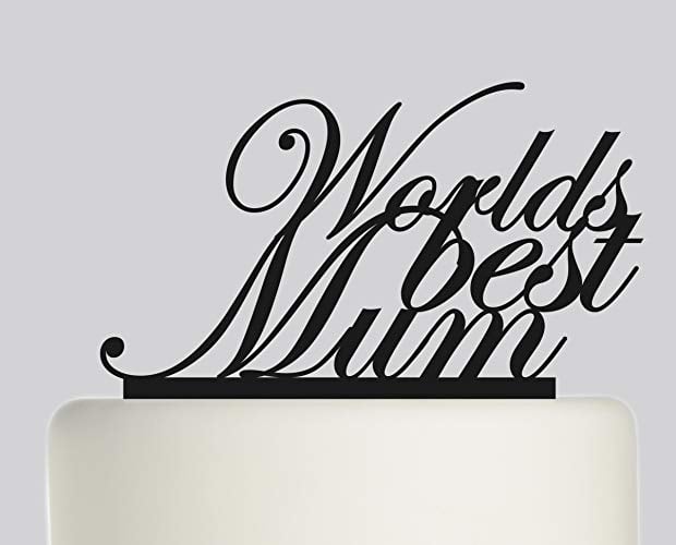 Black Blue Purple and Gold Logo - Worlds Best Mum Happy Mothers Day. Ideal mothers day cake decoration