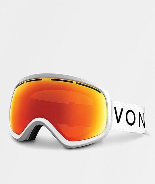 Von Zipper Logo - VonZipper Skylab White Satin Fire Chrome Snowboard Goggles | Zumiez