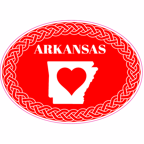 Red and White Oval Logo - Arkansas Fancy Red White Oval Decal – U.S. Custom Stickers