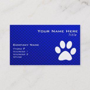 With Blue Paw Company Logo - Blue Paw Print Business Cards