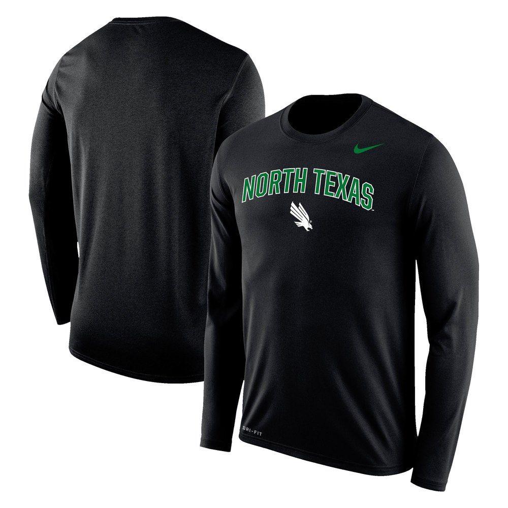 Green Arch Logo - Men's Nike Black North Texas Mean Green Arch Over Logo Long Sleeve T ...