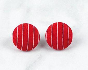 Red and White Oval Logo - Red white earrings | Etsy