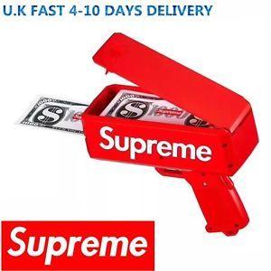 British Supreme Box Logo - UK 2017 New Cash Cannon Money Gun Supreme SS17 Red Box Logo 100