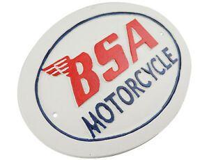 Red and White Oval Logo - BSA Motorcycle Birmingham Small Arms Logo Oval Cast Iron