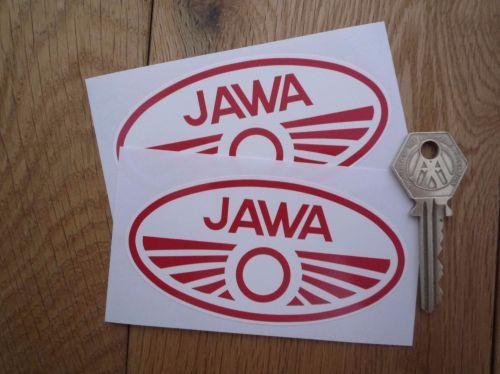 Red and White Oval Logo - Jawa Red & White Oval Stickers. 4 Pair