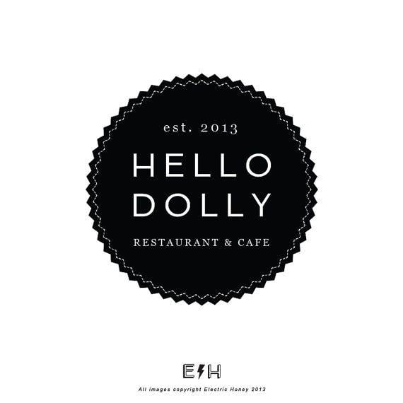 Black and White Circle Restaurant Logo - This is a simple black background and white fonts with round zig zag ...