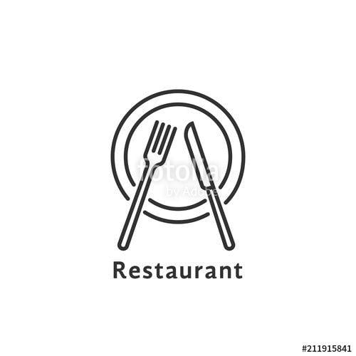 Black and White Circle Restaurant Logo - simple black thin line restaurant logo