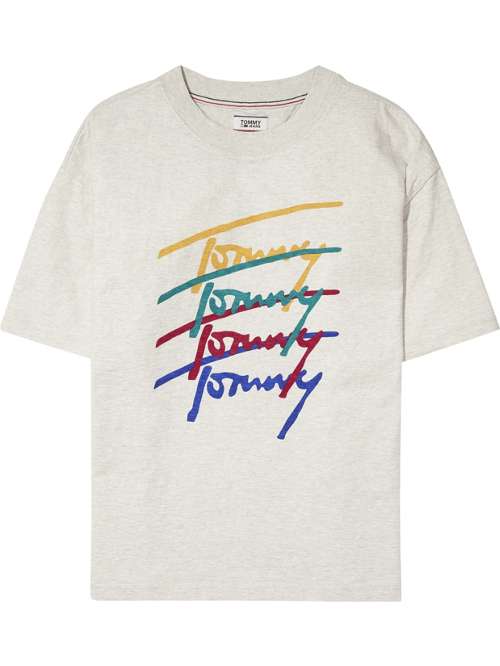 Multi -Coloured Logo - Tommy Hilfiger Tommy Jeans Multi Logo T-shirt - House of Fraser