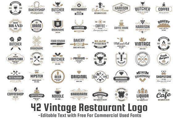 Black and White Circle Restaurant Logo - 42 Vintage Restaurant Logo Vol-1 ~ Graphic Objects ~ Creative Market