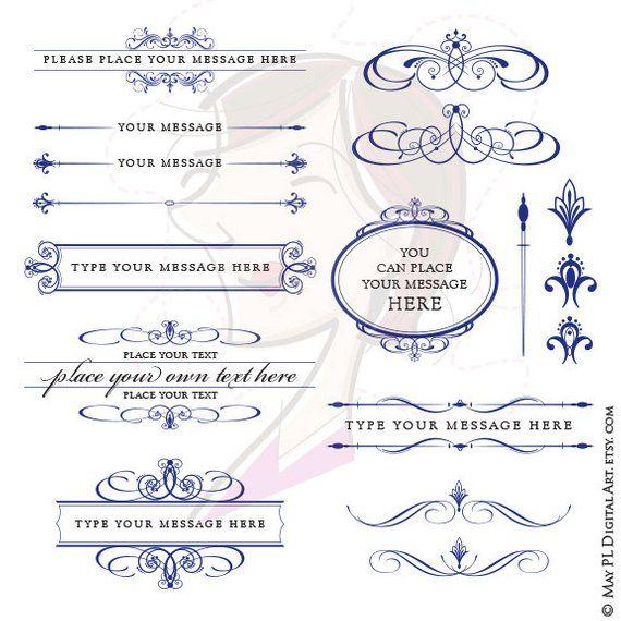 Blue Oval Swirl Logo - VECTOR Clipart Retro NAVY BLUE Calligraphy Flourish Graphics | Etsy