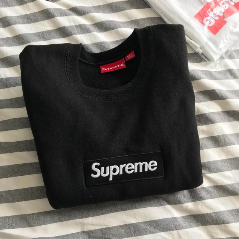 3 Black Box Logo - Supreme Black Logo Box Crewneck Sweatshirt