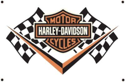 Racing Flag Logo - Route 66 Store - - Harley Davidson Race Flag Logo Porcelain Sign