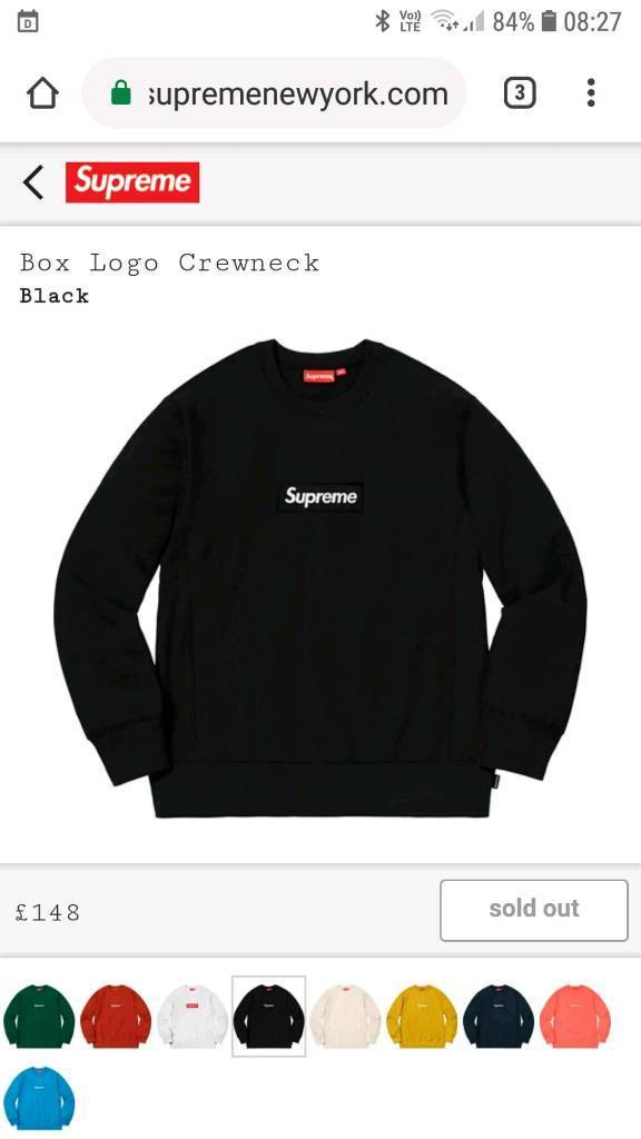 3 Black Box Logo - Supreme Box Logo Crewneck Black Medium. in Stafford, Staffordshire