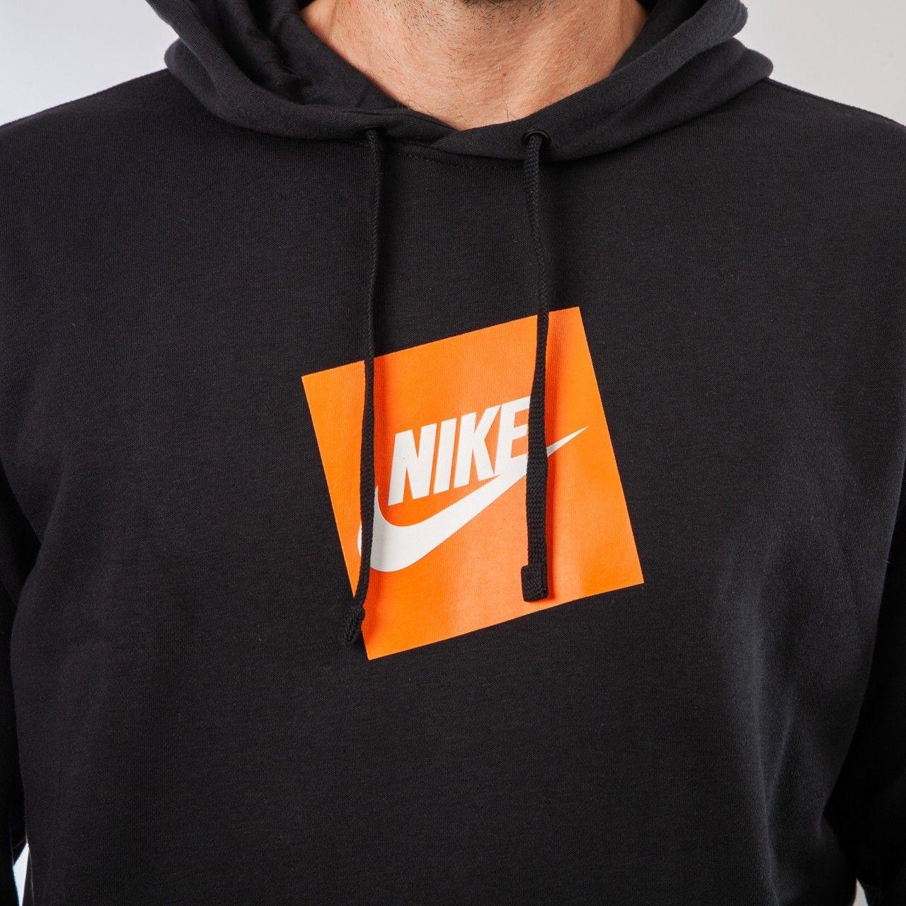 Orange and Black Box Logo - Nike Sportswear Box Logo Hoodie (Black)
