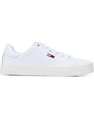 Black and White Lace Up Logo - Winter's Hottest Sales on Tommy Hilfiger lace-up logo sneakers - White