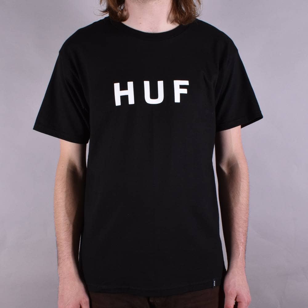 OG Logo - HUF Essentials OG Logo Skate T-Shirt - Black - SKATE CLOTHING from ...