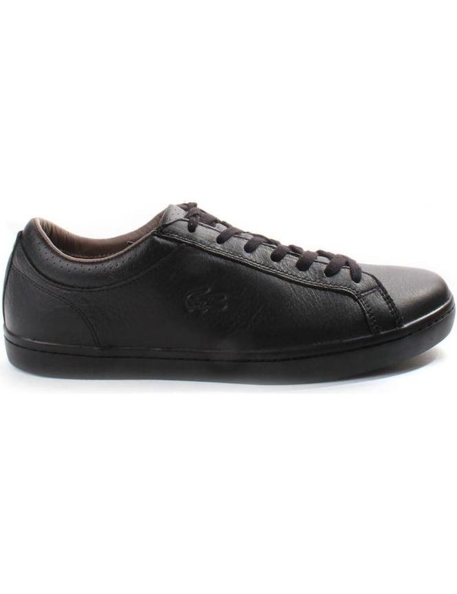Black and White Lace Up Logo - Lacoste Straightset Embossed Logo Men's Lace Up Trainer
