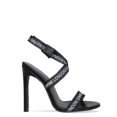 Black and White Lace Up Logo - One Million Collection: Logo, Clear, Heels, Sandals & Slides