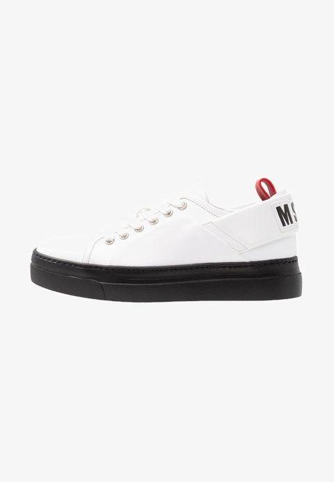 Black and White Lace Up Logo - MSGM LOGO LACE UP CUPSOLE - Trainers - white/red - Zalando.co.uk