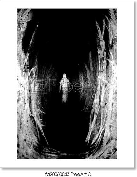 Into the Woods Black and White Logo - Free art print of Creepy Ghost in The Wood. Black and white