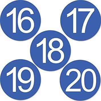 Round Blue Oval Logo - dealzEpic Blue Large Number Stickers 16 to 20