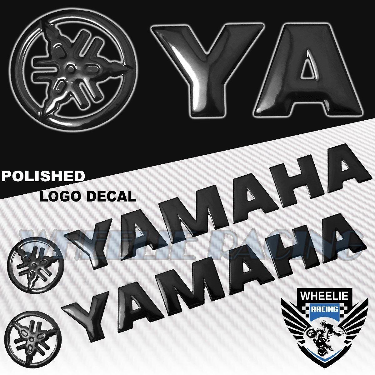 Black Yamaha Logo - CHROMED BLUE PRO GRIP FUEL TANK PAD 6BLACK 3D YAMAHA LOGO LETTER
