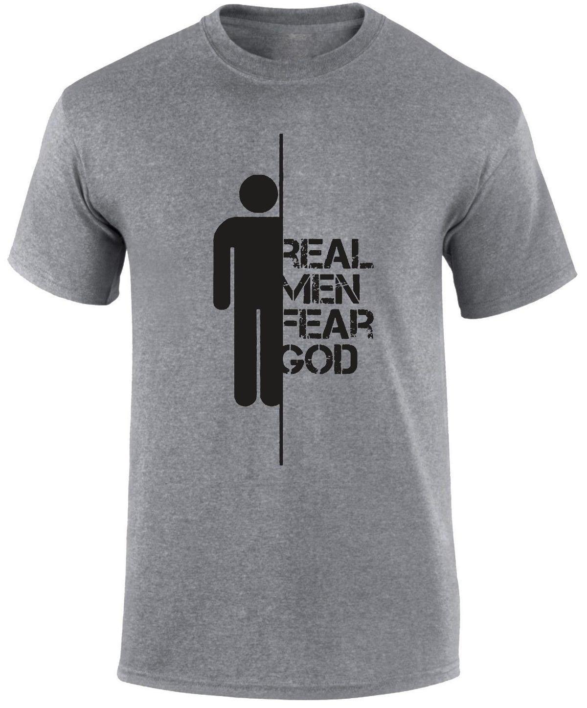 Fear God of Fashion Logo - Fashion Men T Shirt Real Men Fear God Religious Gospel Slogan ...