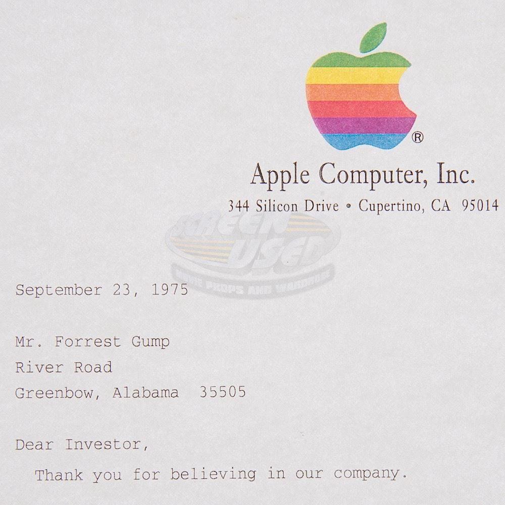 Letter a Apple Logo - Forrest Gump - Forrest Gump's Letter From Apple Computer